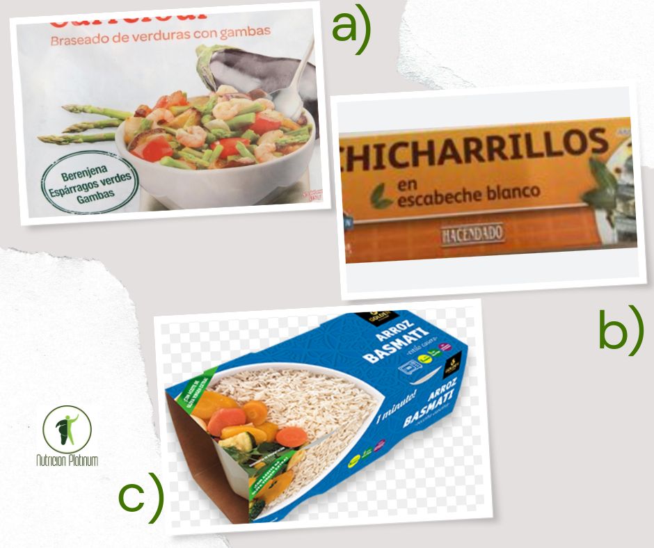 Salteado de espárragos con chicharros e conserva y arroz basmati